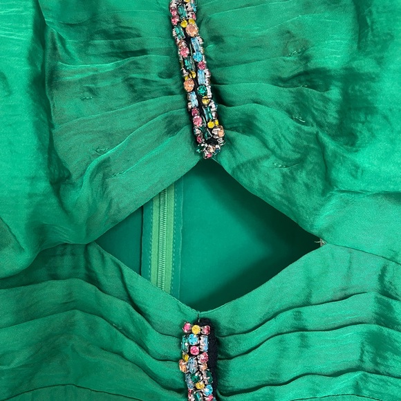 Sandro Falbala Rhinestone Embellished Cutout Midi Dress emerald green 38/ Medium - Picture 5 of 7